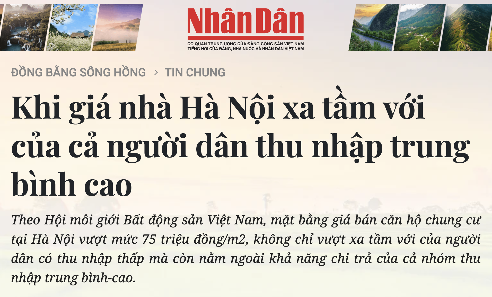 Báo Nhân Dân: Khi giá nhà Hà Nội xa tầm với của cả người dân thu nhập trung bình cao