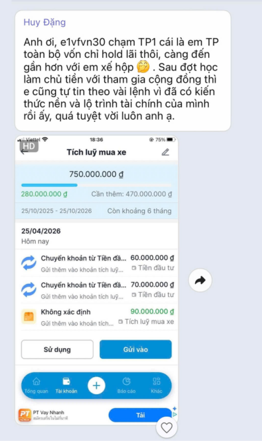 Feedback / proof học viên Làm Chủ Tiền