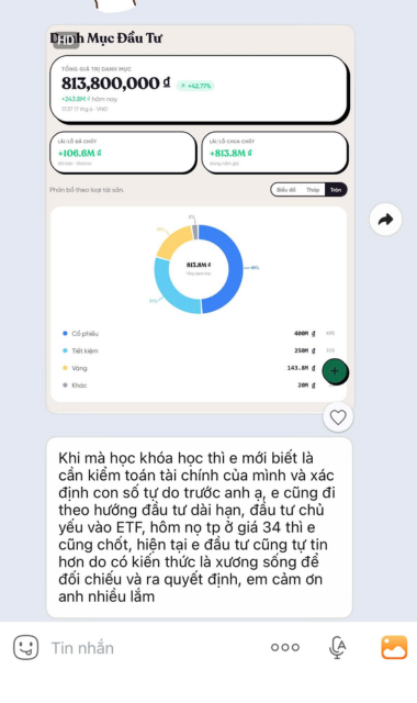 Feedback / proof học viên Làm Chủ Tiền