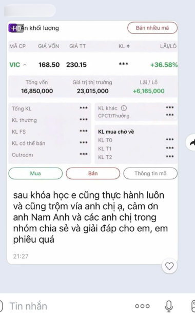 Feedback / proof học viên Làm Chủ Tiền